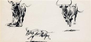 EDWARD BOREIN Group of 6 pen and ink drawings.